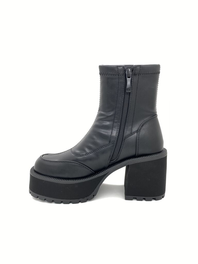 Black Chunky Heel Ankle Boot