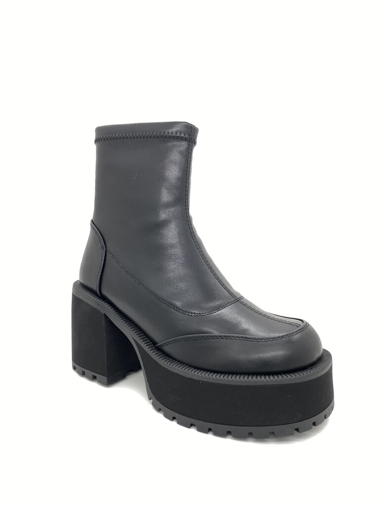 Black Chunky Heel Ankle Boot