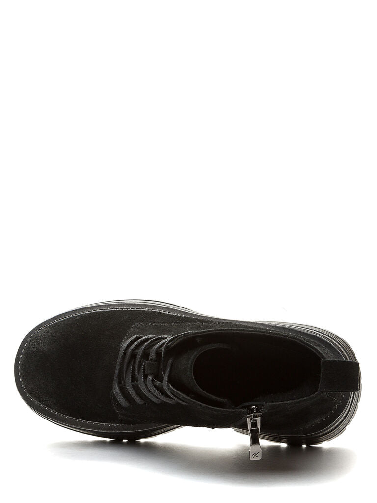 Black Suede Ankle Boots with Chunky Sole