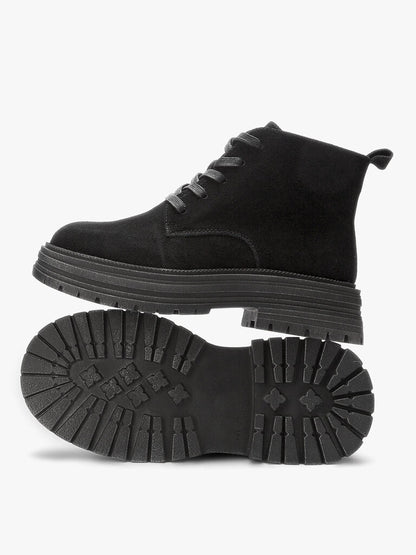 Black Suede Ankle Boots with Chunky Sole