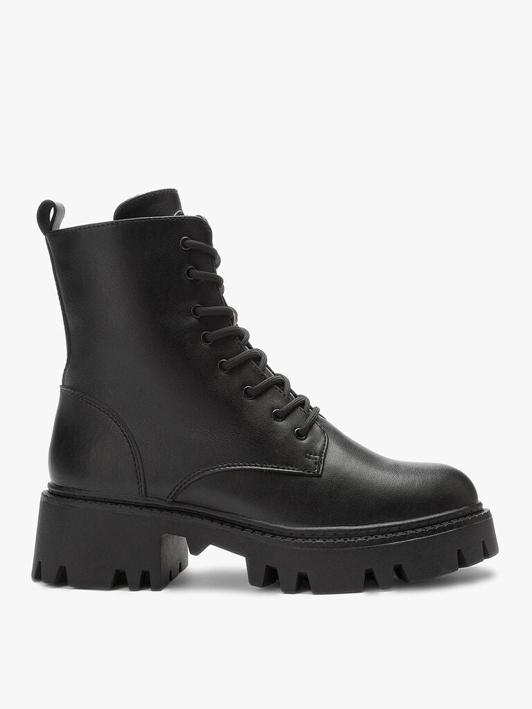 Black Chunky Sole Combat Boots