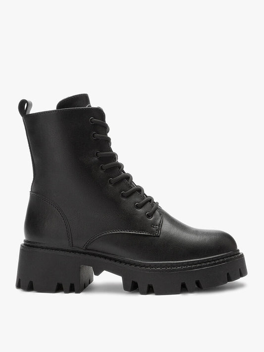 Black Chunky Sole Combat Boots