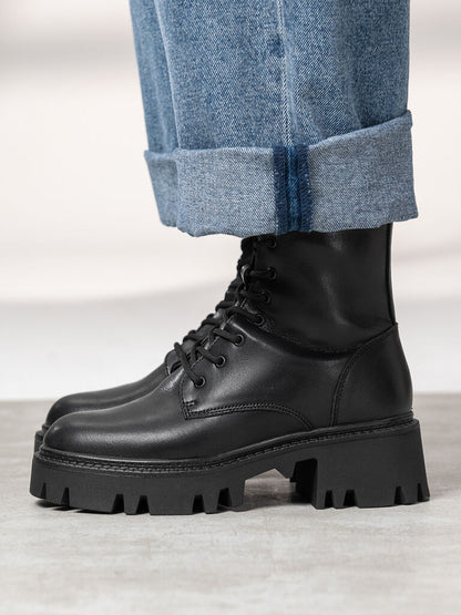 Black Chunky Sole Combat Boots