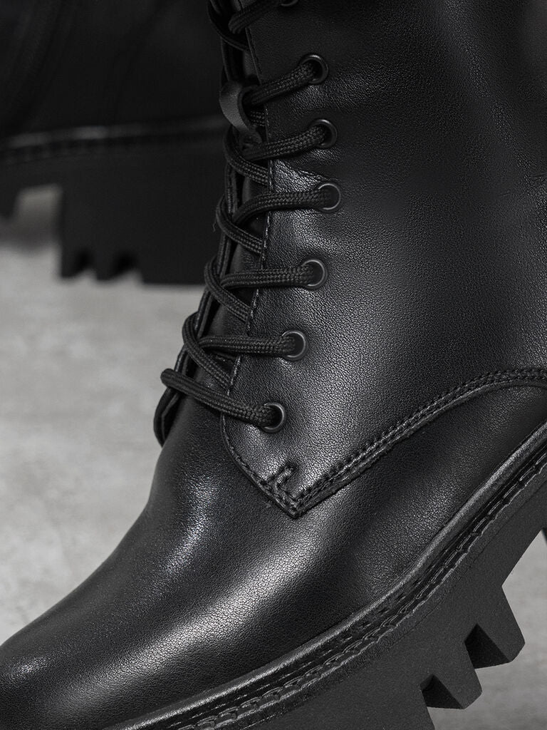 Black Chunky Sole Combat Boots