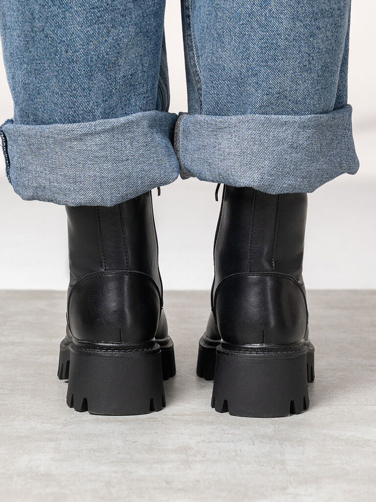 Black Chunky Sole Combat Boots