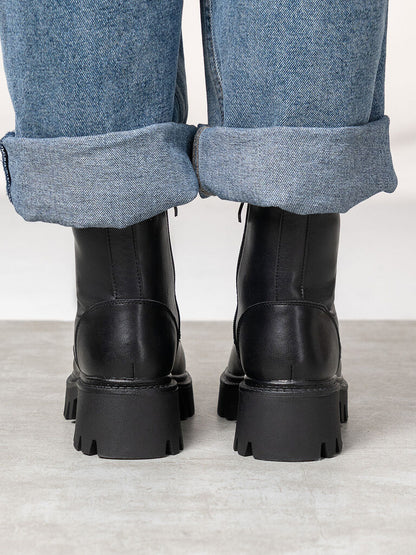 Black Chunky Sole Combat Boots