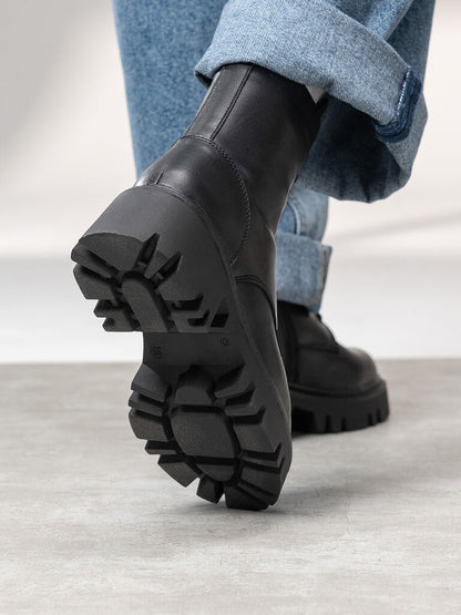 Black Chunky Sole Combat Boots
