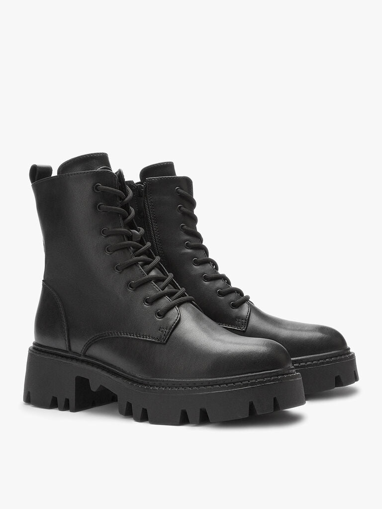 Black Chunky Sole Combat Boots
