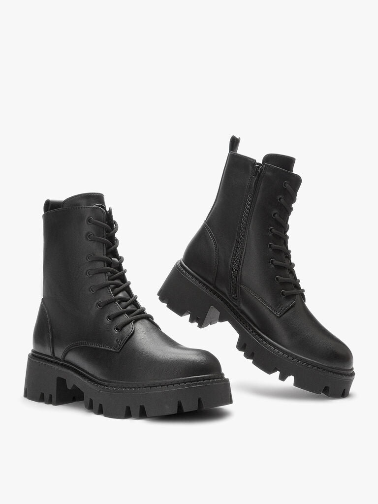 Black Chunky Sole Combat Boots