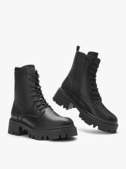 Black Chunky Sole Combat Boots