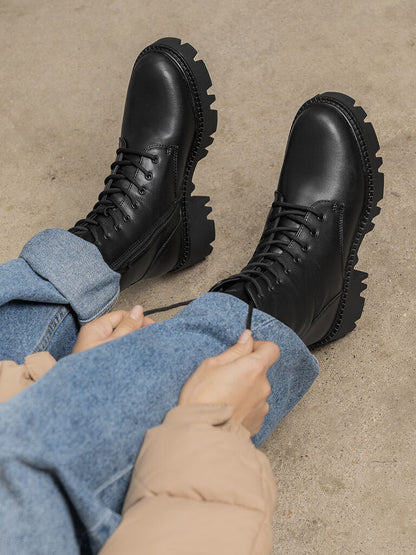 Black Chunky Sole Combat Boots
