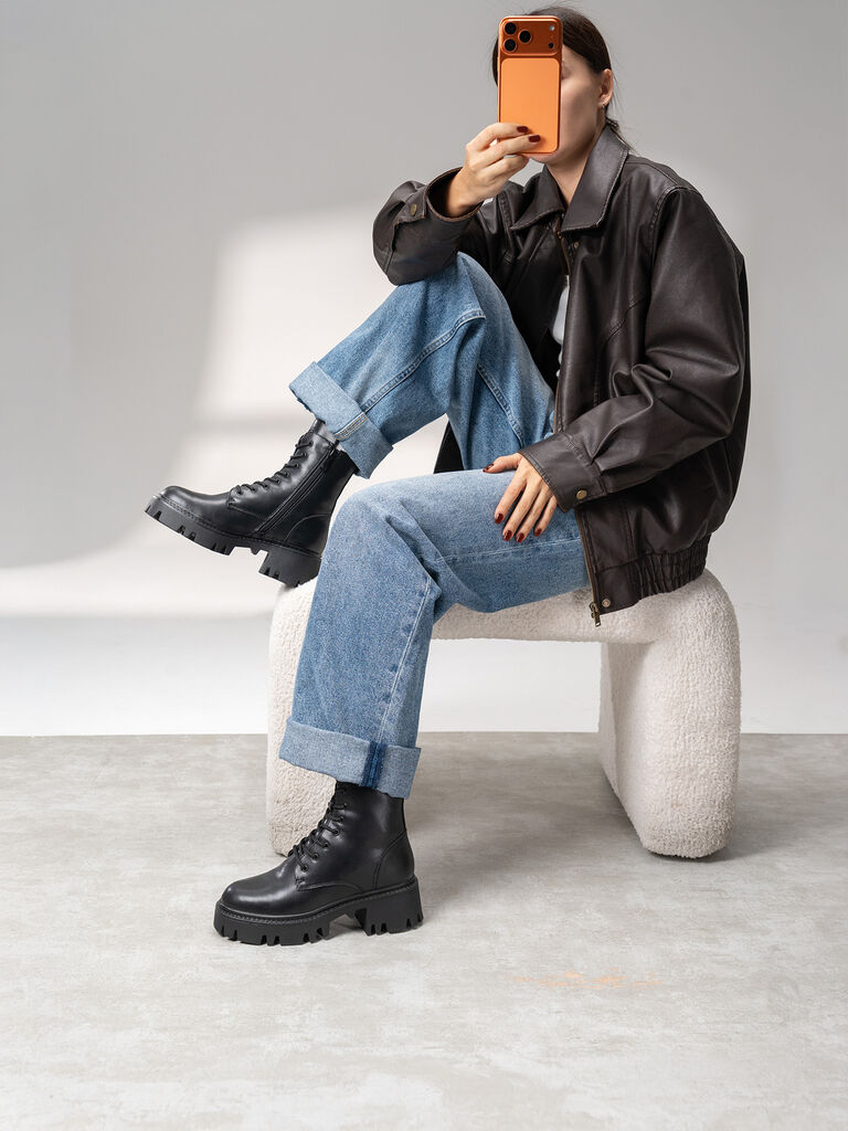 Black Chunky Sole Combat Boots