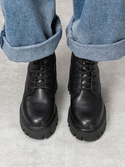 Black Chunky Sole Combat Boots