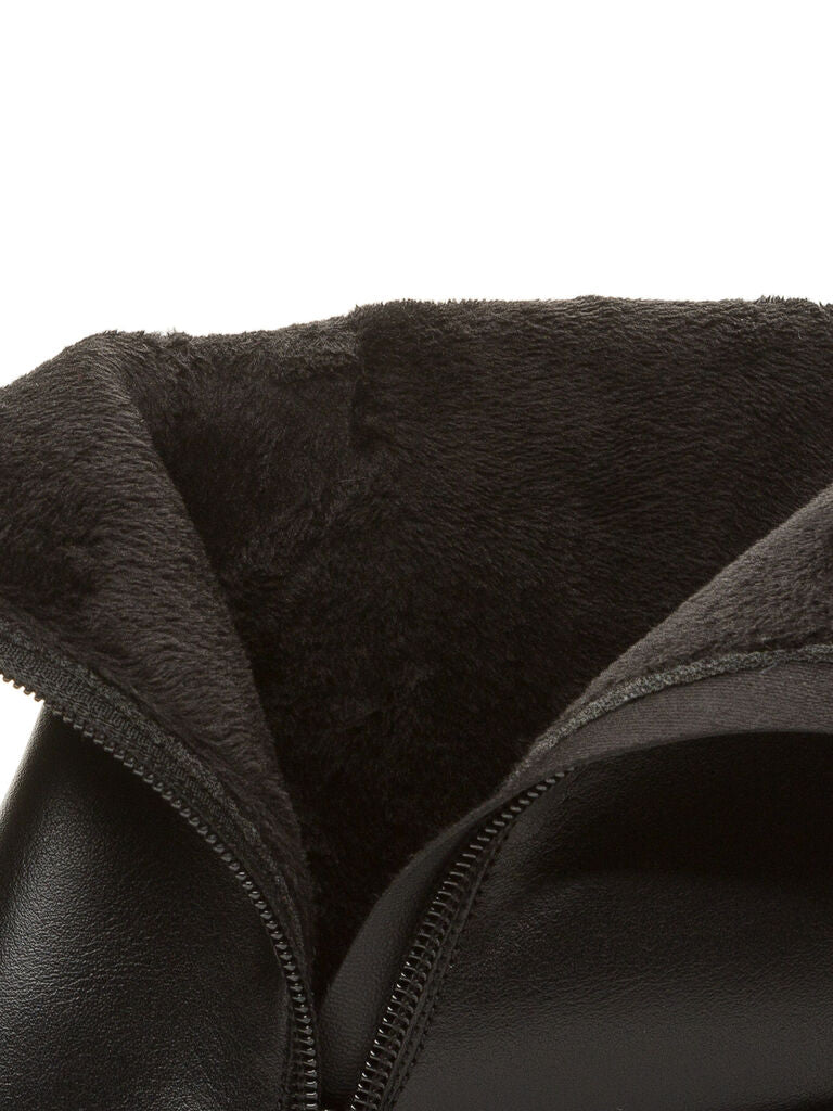 Black Leather Ankle Boots with Low Heel