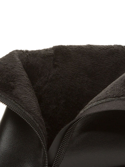 Black Leather Ankle Boots with Low Heel