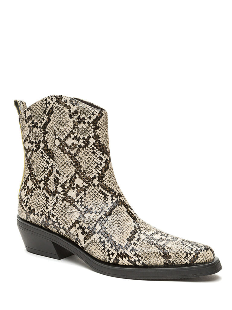Snakeskin Patterned Western Ankle Boot