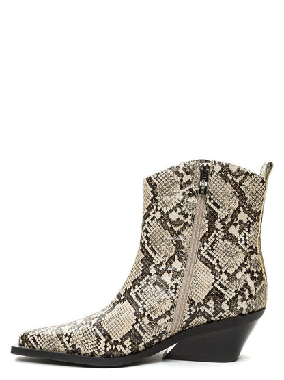 Snakeskin Patterned Western Ankle Boot