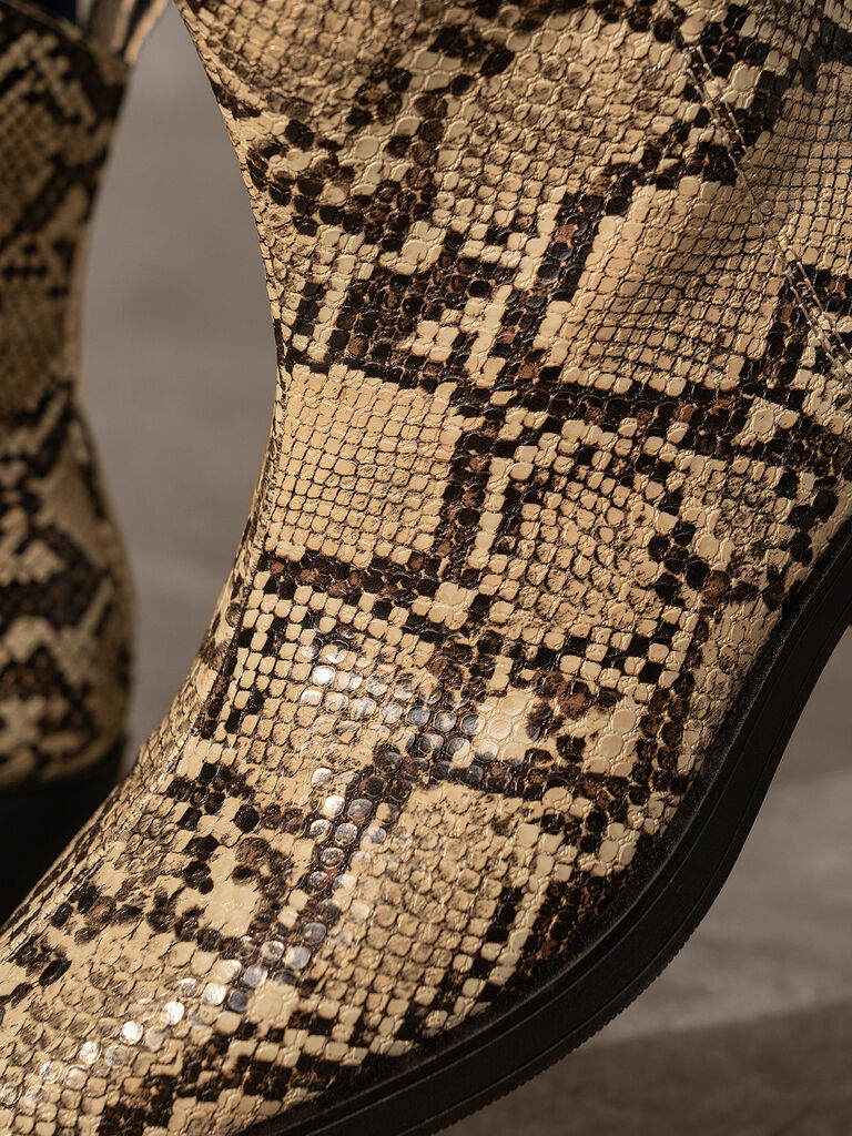Snakeskin Patterned Western Ankle Boot