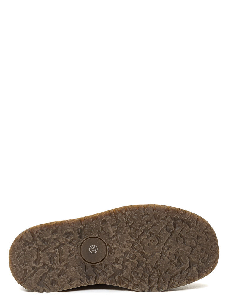 Brown Textured Lace-Up Ankle Boot with Platform Sole