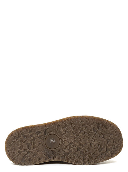 Brown Textured Lace-Up Ankle Boot with Platform Sole