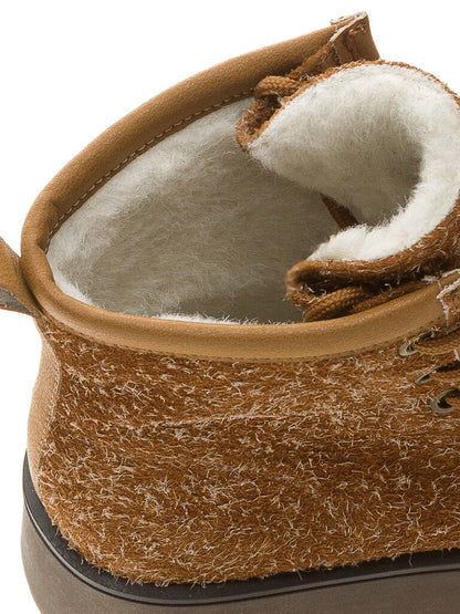 Brown Textured Lace-Up Ankle Boot with Platform Sole