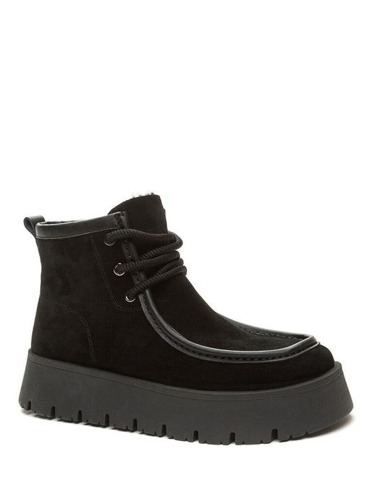 Black Suede Ankle Boot with Lug Sole