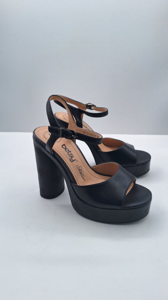 Black Platform Sandals with Adjustable Ankle Strap
