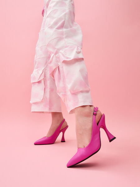 Pink Slingback Pump with Curved Heel