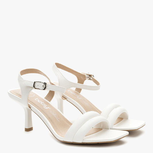 White Strappy Sandal with Buckle