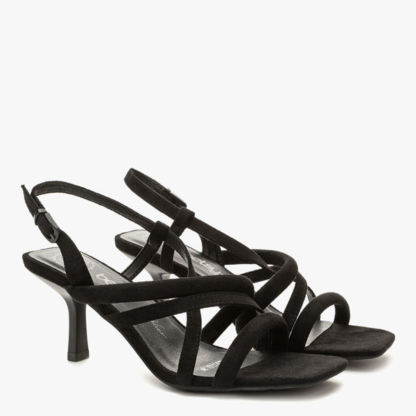 Black Strappy Heeled Sandals