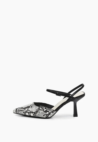 Black and White Animal Print Slingback Heels