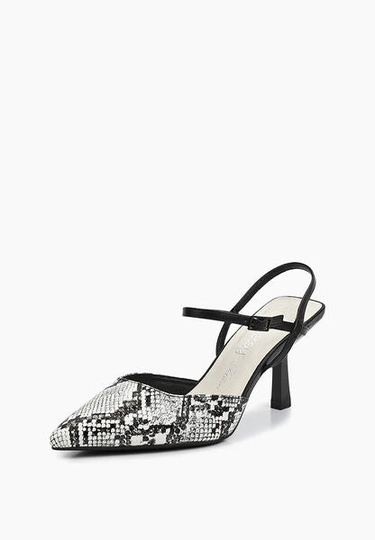 Black and White Animal Print Slingback Heels