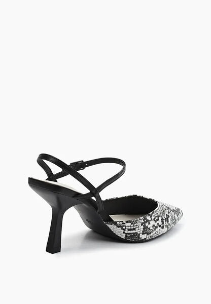 Black and White Animal Print Slingback Heels