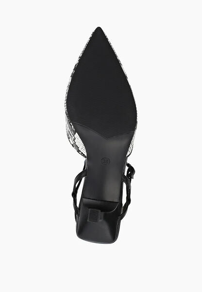 Black and White Animal Print Slingback Heels
