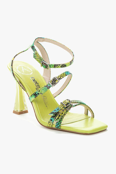 Lime Snakeskin Strappy Heeled Sandal