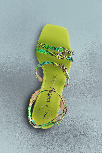 Lime Snakeskin Strappy Heeled Sandal