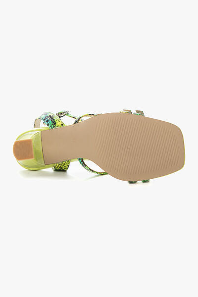 Lime Snakeskin Strappy Heeled Sandal