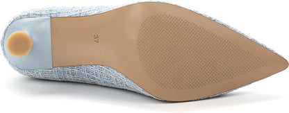 Blue Tweed Pump with Sculpted Heel