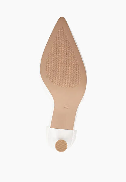 White Textured Ankle Strap Heels