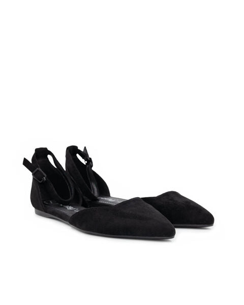 Black Suede Flats with Ankle Strap