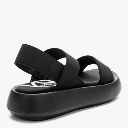 Black Elastic Strap Sandals with Thick Platform Sole