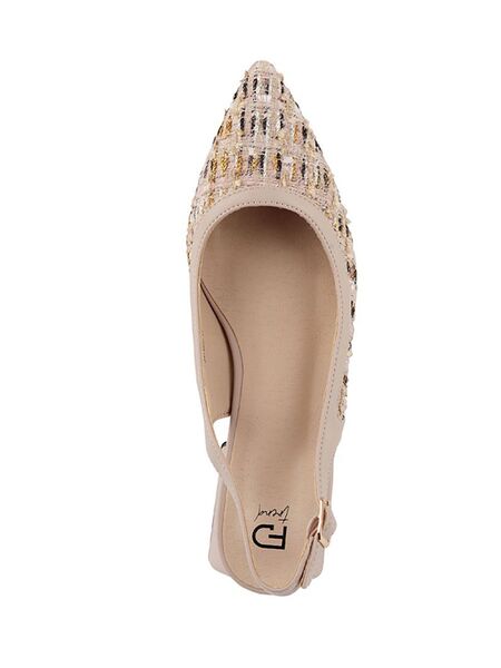 Neutral Textured Slingback Pump with Block Heel