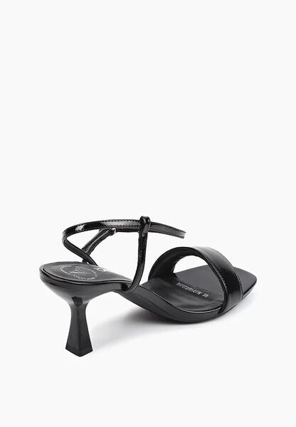 Black Strappy Heeled Sandals with Buckle Detail