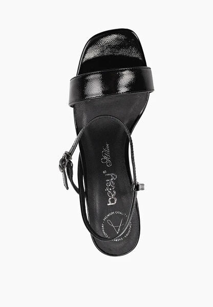 Black Strappy Heeled Sandals with Buckle Detail