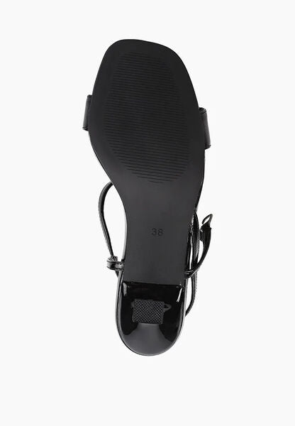 Black Strappy Heeled Sandals with Buckle Detail