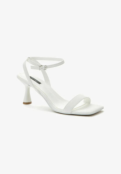 White Strappy Heel Sandals with Ankle Strap