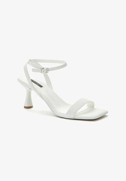 White Strappy Heel Sandals with Ankle Strap