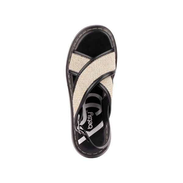 Black Woven Platform Sandals with Adjustable Buckle