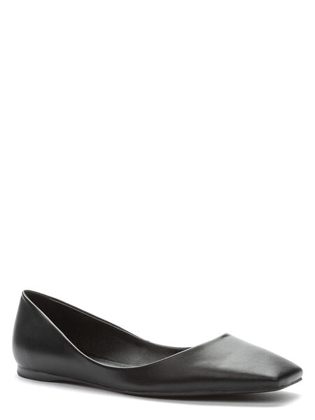 Black Minimalist Ballet Flats with Square Toe
