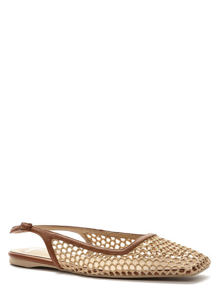 Natural Mesh Slingback Flats with Open Weave Design